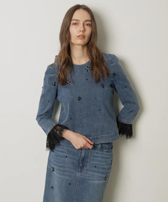 CADUNE(カデュネ) |ビジュー付きデニムトップス