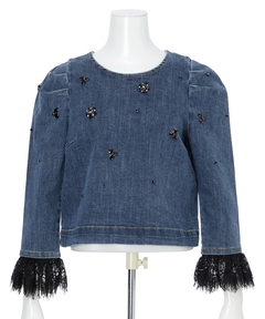 CADUNE(カデュネ) |ビジュー付きデニムトップス