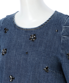 CADUNE(カデュネ) |ビジュー付きデニムトップス