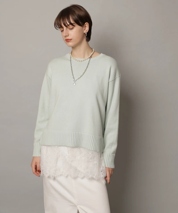 CADUNE(カデュネ) |レースキャミ付きスプリングカラー綿カシプルオーバー