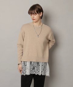 CADUNE(カデュネ) |レースキャミ付きスプリングカラー綿カシプルオーバー