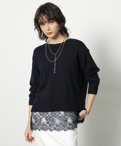 CADUNE(カデュネ) |レースキャミ付きスプリングカラー綿カシプルオーバー