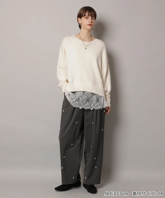CADUNE(カデュネ) |レースキャミ付きスプリングカラー綿カシプルオーバー