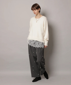 CADUNE(カデュネ) |レースキャミ付きスプリングカラー綿カシプルオーバー