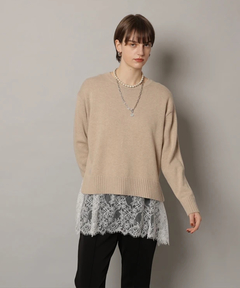 CADUNE(カデュネ) |レースキャミ付きスプリングカラー綿カシプルオーバー