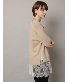 CADUNE(カデュネ) |レースキャミ付きスプリングカラー綿カシプルオーバー