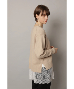 CADUNE(カデュネ) |レースキャミ付きスプリングカラー綿カシプルオーバー