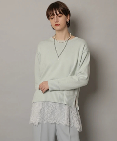 CADUNE(カデュネ) |レースキャミ付きスプリングカラー綿カシプルオーバー