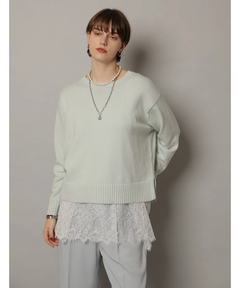 CADUNE(カデュネ) |レースキャミ付きスプリングカラー綿カシプルオーバー