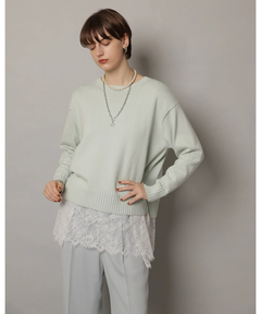 CADUNE(カデュネ) |レースキャミ付きスプリングカラー綿カシプルオーバー