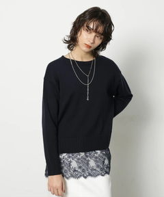 CADUNE(カデュネ) |レースキャミ付きスプリングカラー綿カシプルオーバー