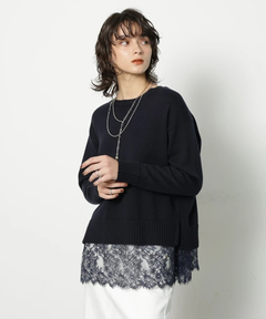 CADUNE(カデュネ) |レースキャミ付きスプリングカラー綿カシプルオーバー