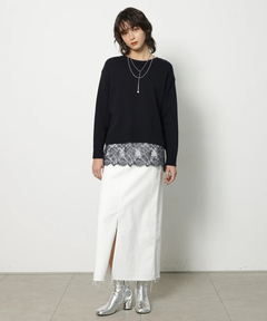 CADUNE(カデュネ) |レースキャミ付きスプリングカラー綿カシプルオーバー