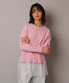 CADUNE(カデュネ) |レースキャミ付きスプリングカラー綿カシプルオーバー