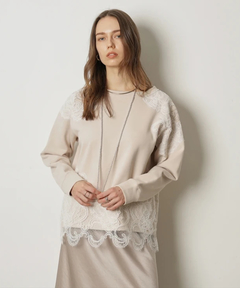 CADUNE(カデュネ) |パッチワークレーススウェット