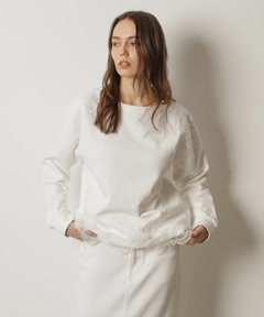 CADUNE(カデュネ) |パッチワークレーススウェット