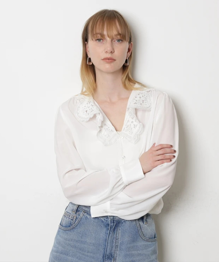 CADUNE(カデュネ) |<神崎恵さんコラボ>衿レースブラウス