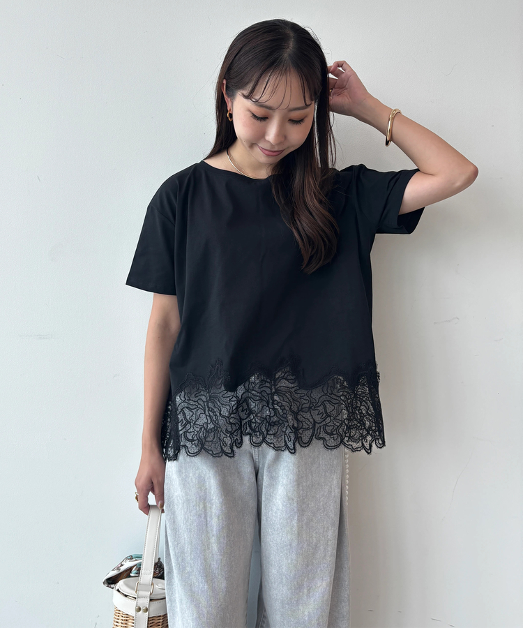裾レースフレンチTシャツ | Tシャツ・カットソー | CADUNE（カデュネ
