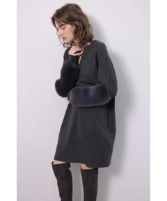 CADUNE(カデュネ) |ファー付きミニニットワンピース