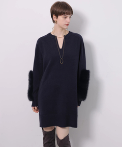 CADUNE(カデュネ) |ファー付きミニニットワンピース