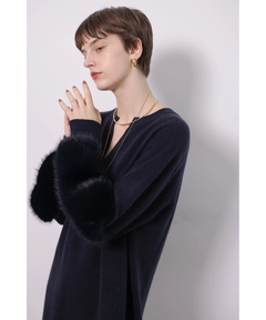 CADUNE(カデュネ) |ファー付きミニニットワンピース