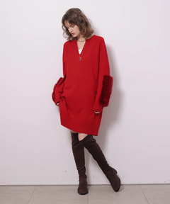 CADUNE(カデュネ) |ファー付きミニニットワンピース